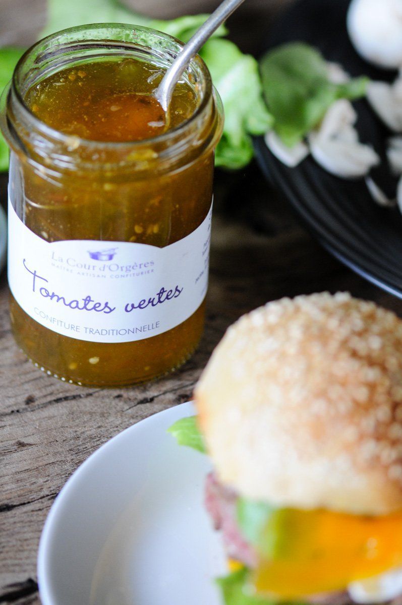 burger de boeuf à la confiture de tomate verte